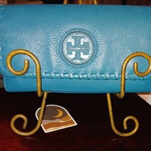 GUC Tory Burch Teal Long Leather Wallet